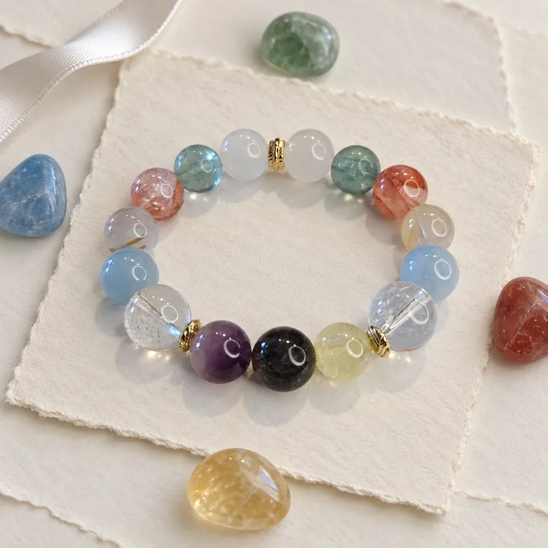 Five Wisdom Buddhas bracelet styled on handmade paper