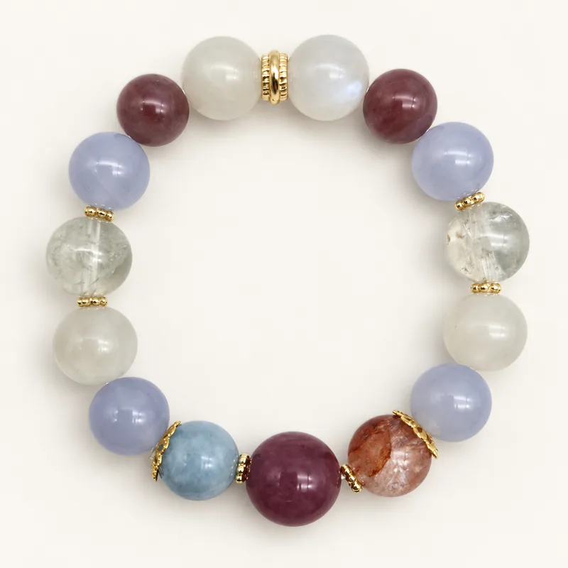 Medicine Buddha Lapis Light bracelet, product photo on a plain background